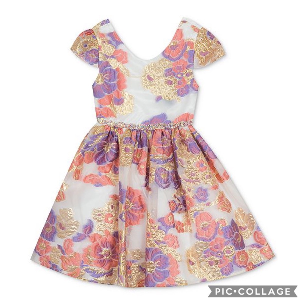 Rare Editions | Metallic & Floral Print Dress